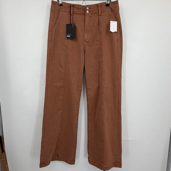 PAIGE Pants - PAIGE Brooklyn 31 Wide Leg Pants Brown High Rise NWT Size 30